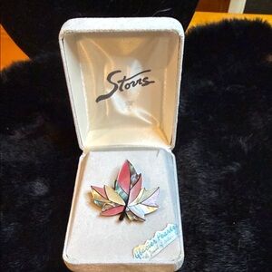 Storrs Glacier Pearle Maple Leaf Brooch – Abalone Shell Mosaic Pin